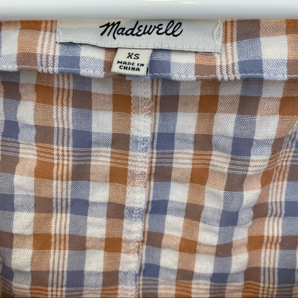 Madewell Gingham Seersucker Ruffle Sleeve Top - Picture 7 of 8
